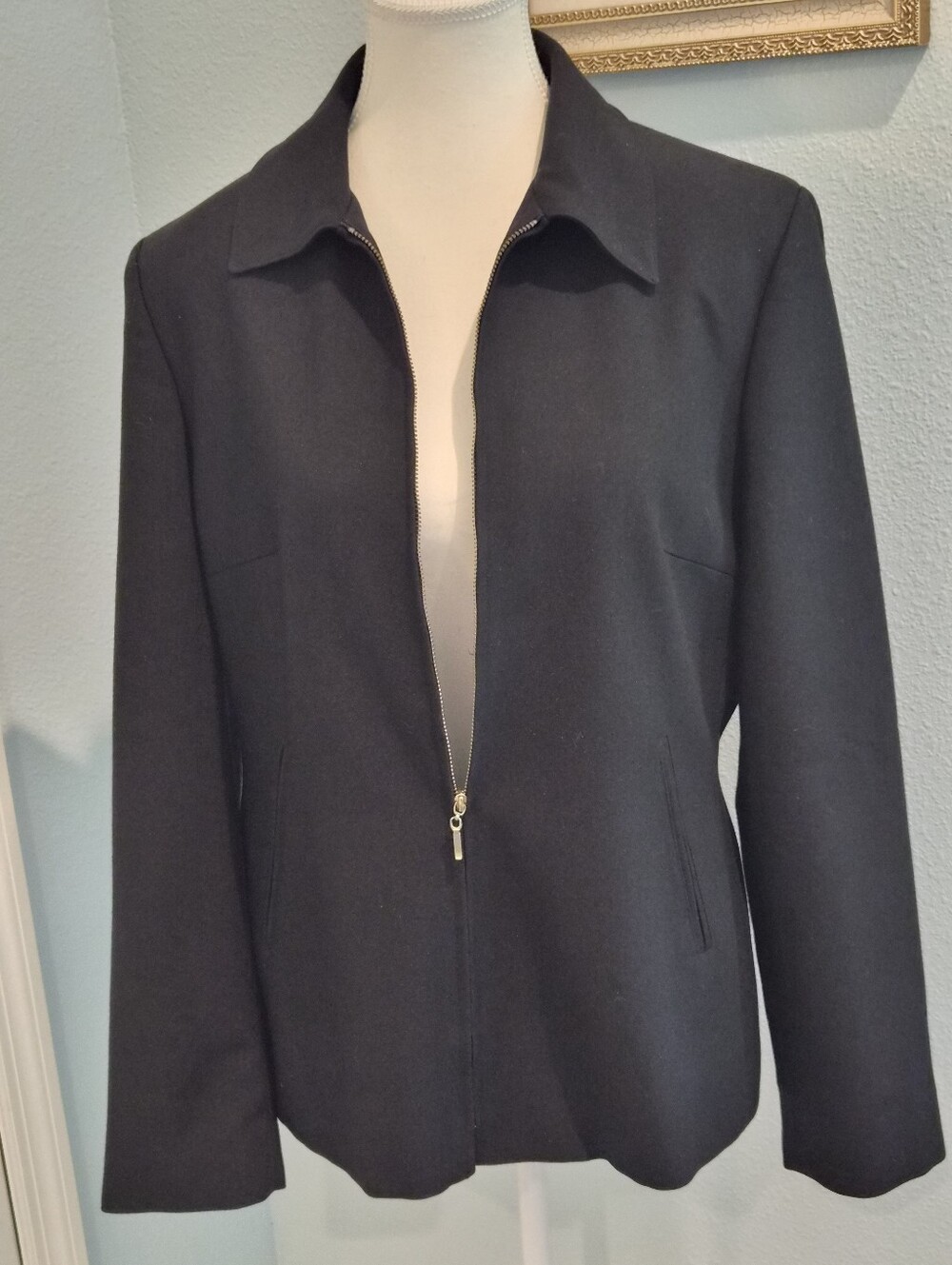 Evan-Picone Black Zip Front Jacket Blazer Workwear Size 10